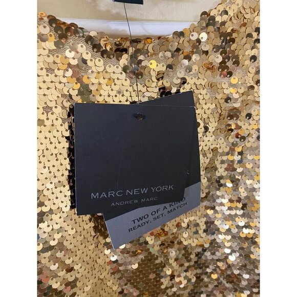 NWT Marc New York Women's Gold Sequin Sleeveless Blouse Top - Small - Picture 2 of 11